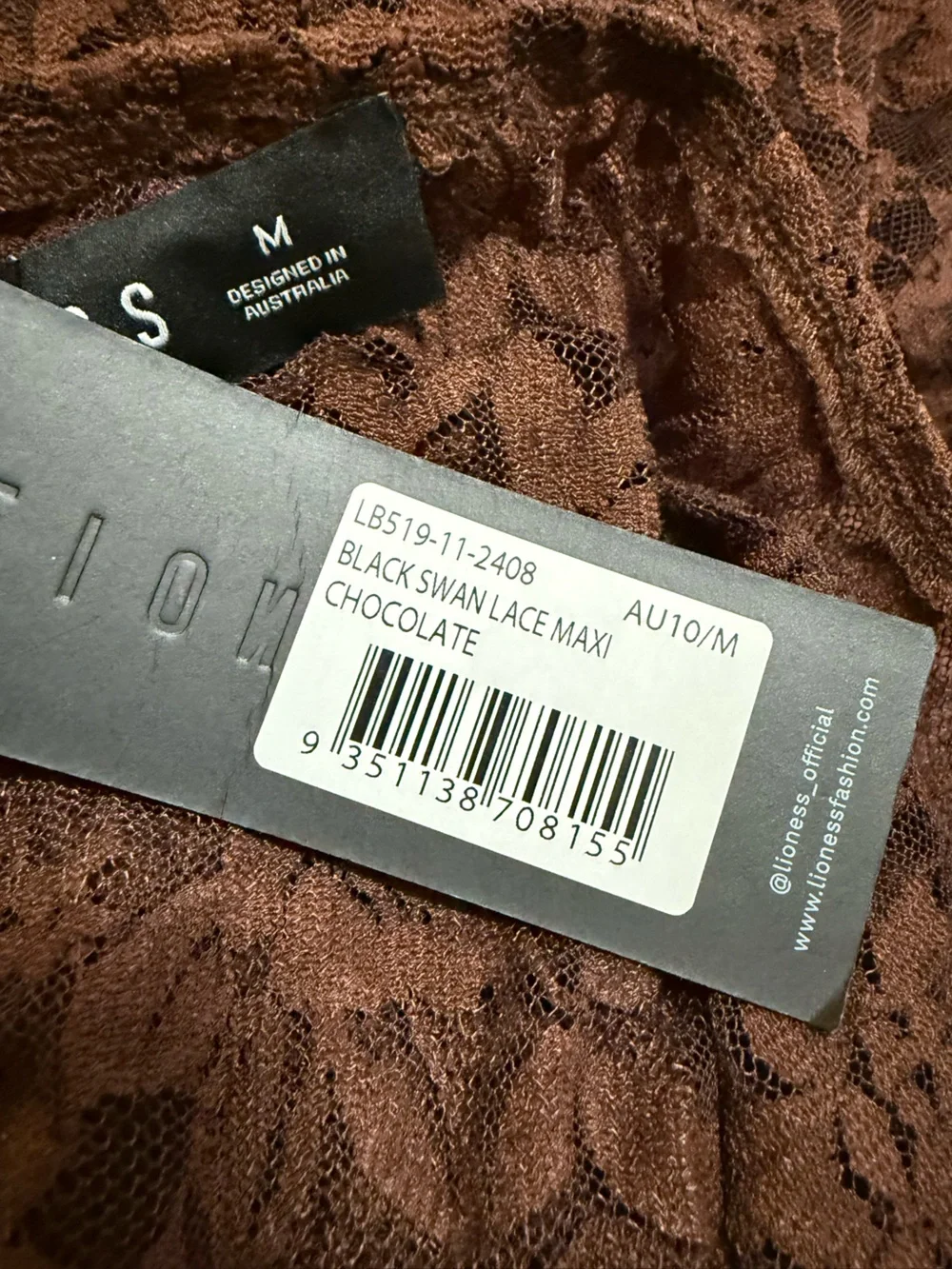 Lioness x Revolve Black Swan Lace Maxi in Chocolate Brown Skirt Size Medium - Picture 10 of 10